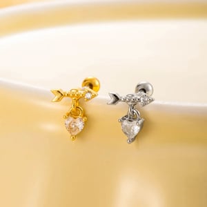 1 Stück Simple Series Simple Heart Titanstahl Kein Beschichtungsmaterial Zirkon Damen Ohrstecker h5